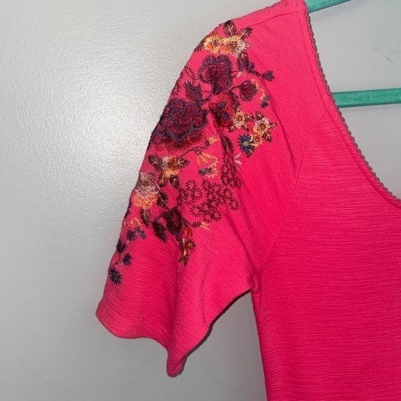 EUC Free People Pink Raspberry Embroidered Garden Sleeve Dress Size Small - Picture 4 of 9